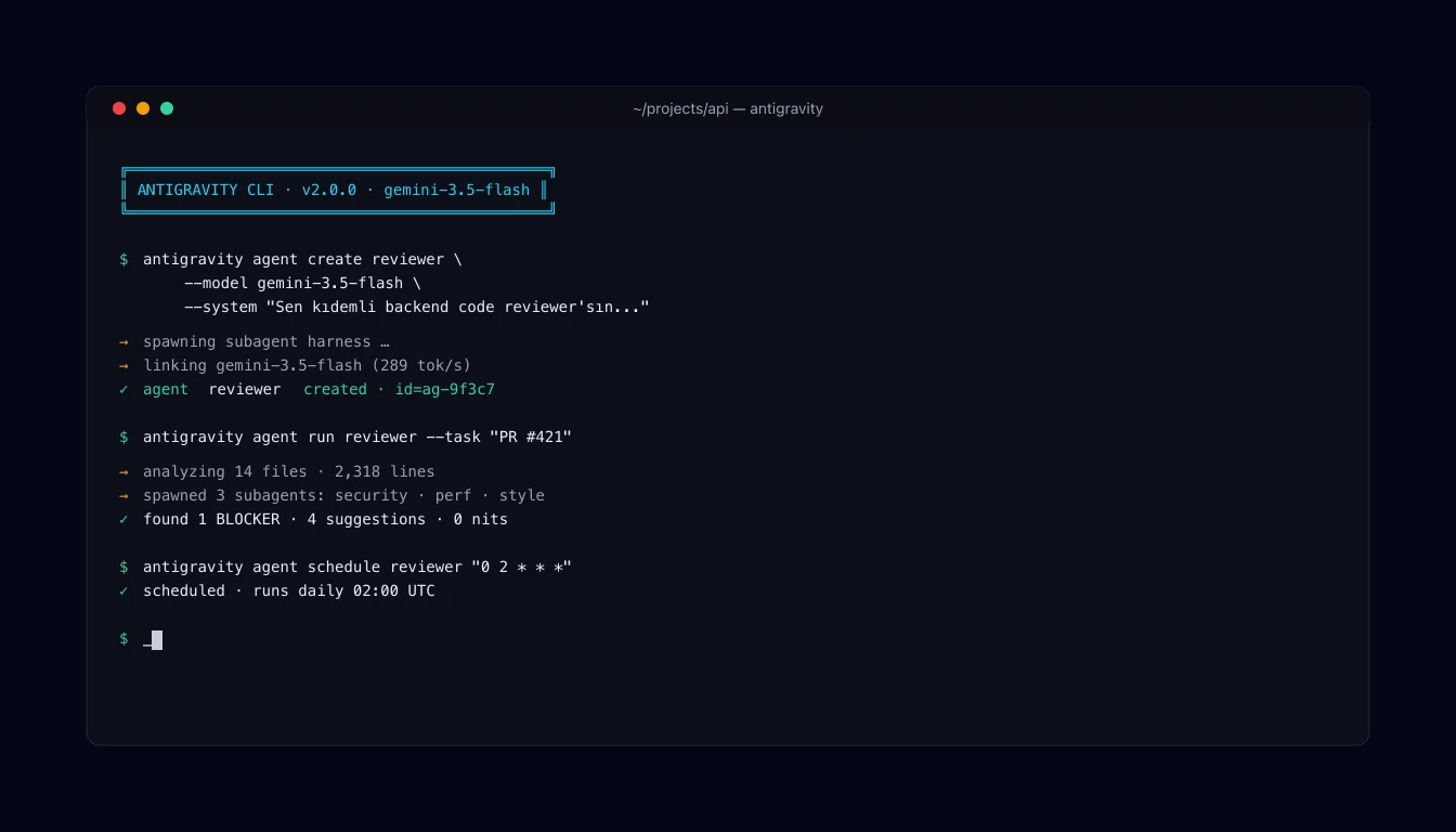 Antigravity CLI — ajan terminal'den doğuyor