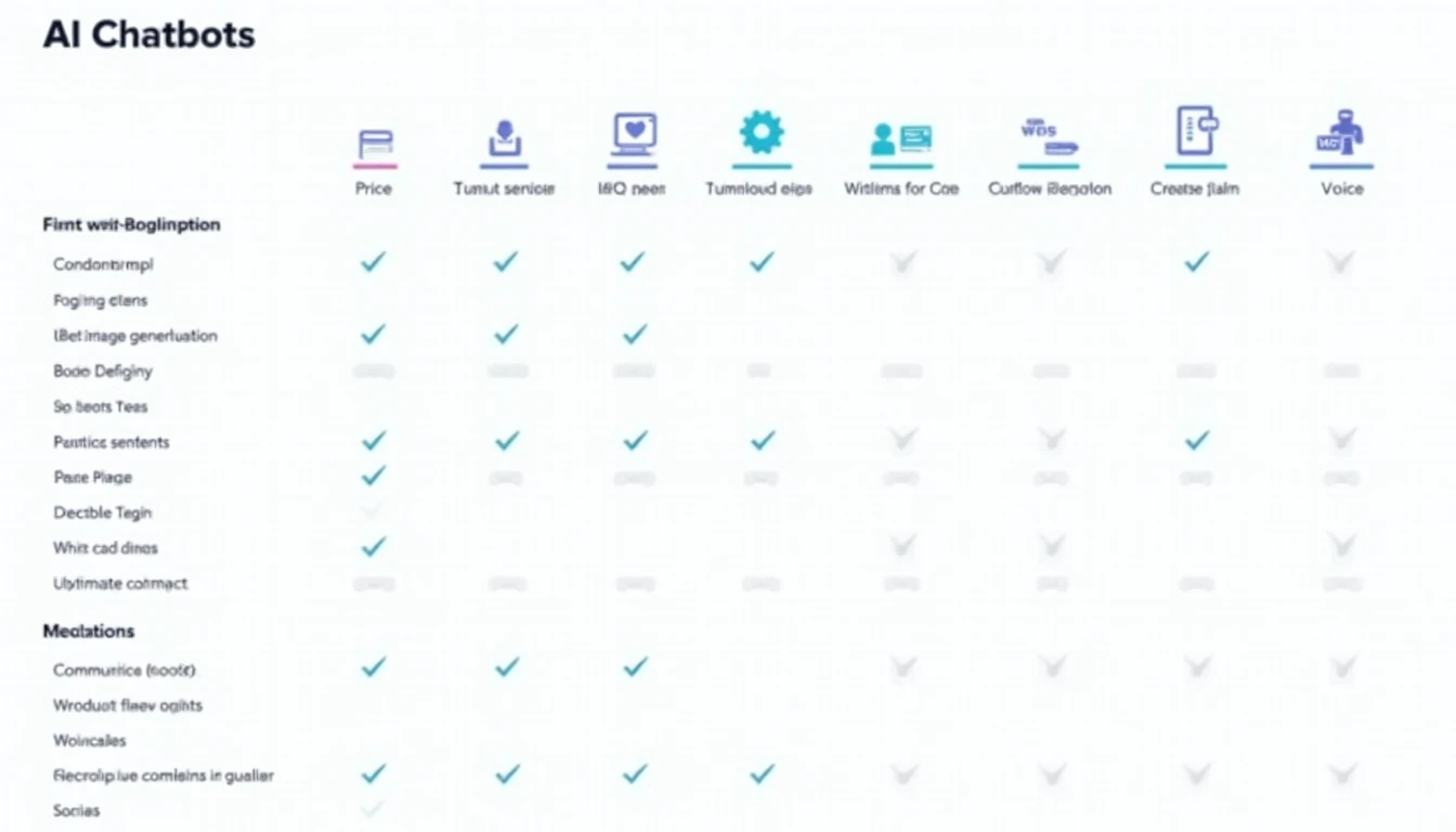 Comparison matrix of 12 AI chatbots
