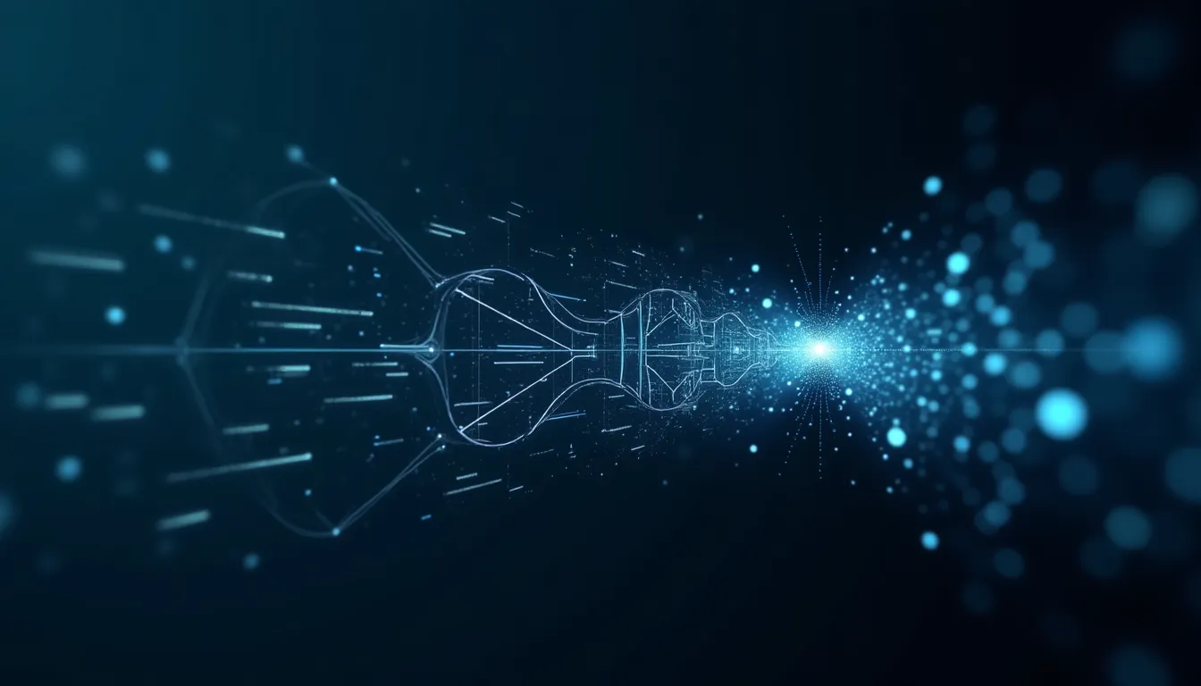 Next-token prediction şeması: büyük dil modeli içinde olasılık dağılımları ve sinir ağı katmanları gösteren soyut infografik