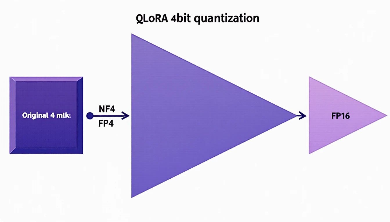 QLoRA 4-bit quantization pipeline diyagramı