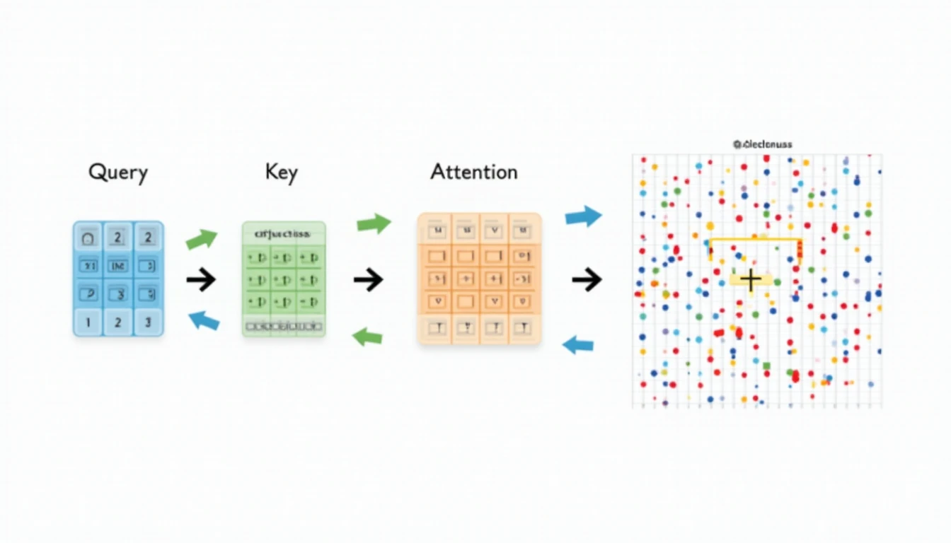 clean technical diagram showing the Query-Key-Value attention mechanism