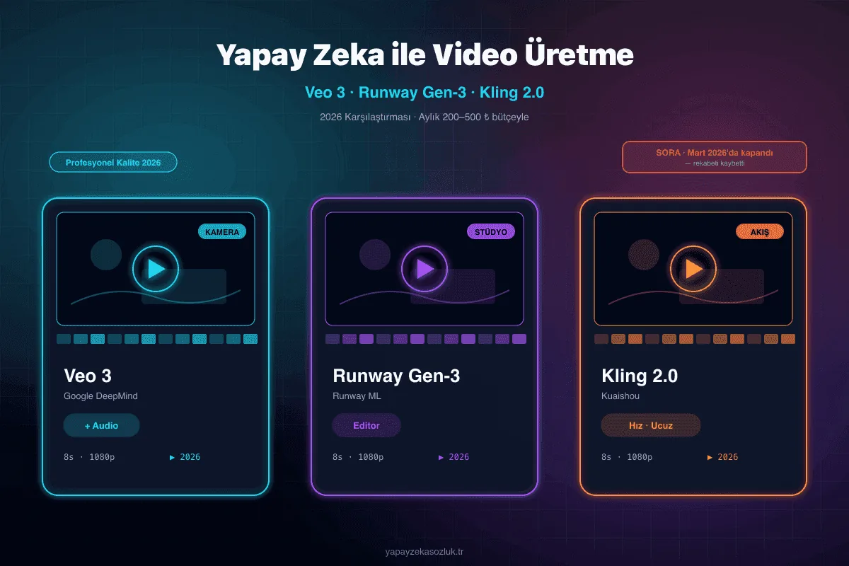 Yapay Zeka ile Video Üretme: Veo 3, Runway ML ve Kling Karşılaştırması (2026)